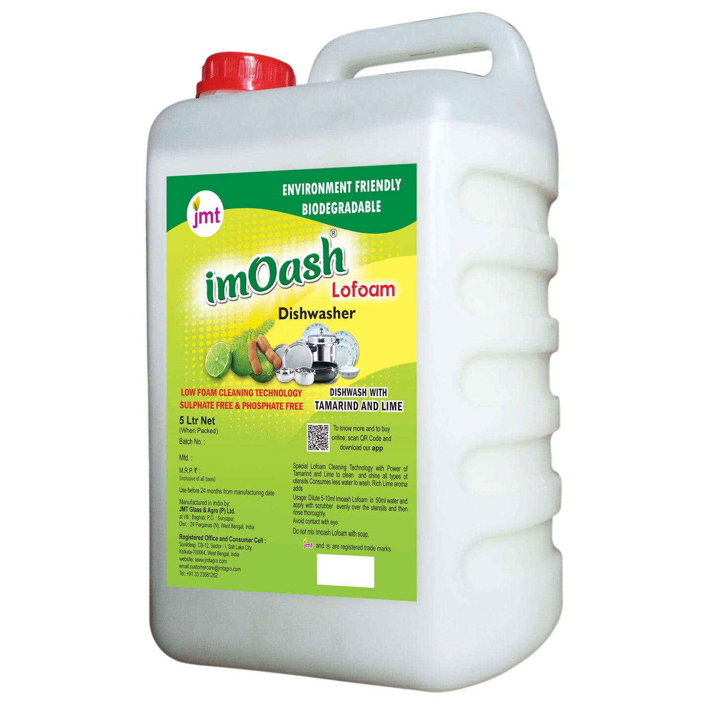 5L Imoash Lofoam Sulfate Free Eco-friendly Liquid Dishwasher made with Extract of Imli and Lime