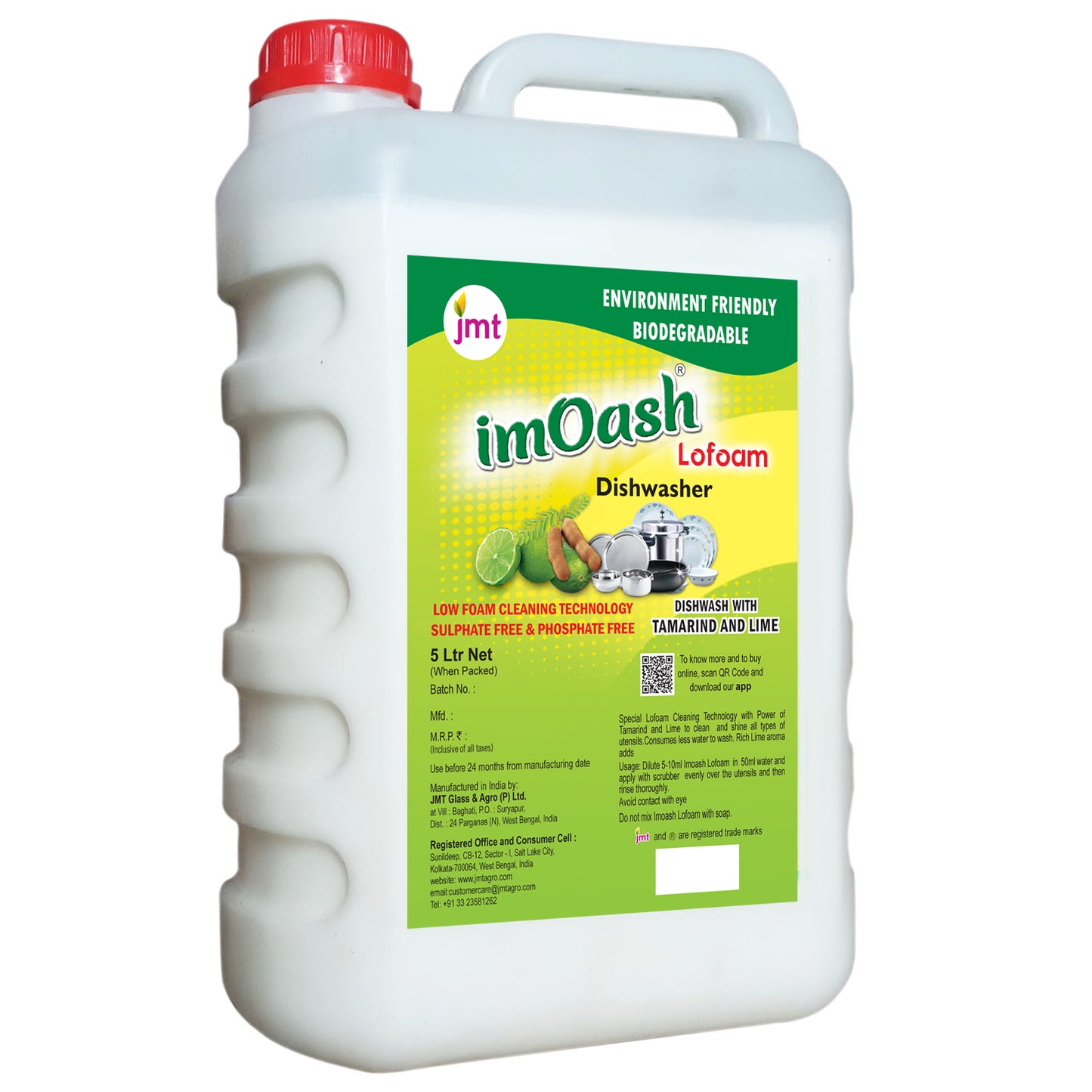 5L Imoash Lofoam Sulfate Free Eco-friendly Liquid Dishwasher made with Extract of Imli and Lime