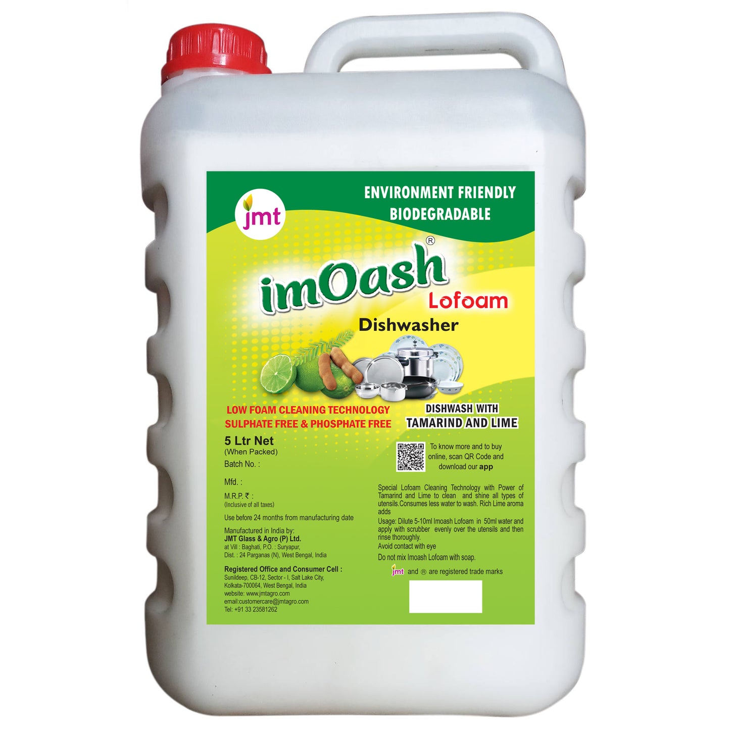 5L Imoash Lofoam Sulfate Free Eco-friendly Liquid Dishwasher made with Extract of Imli and Lime