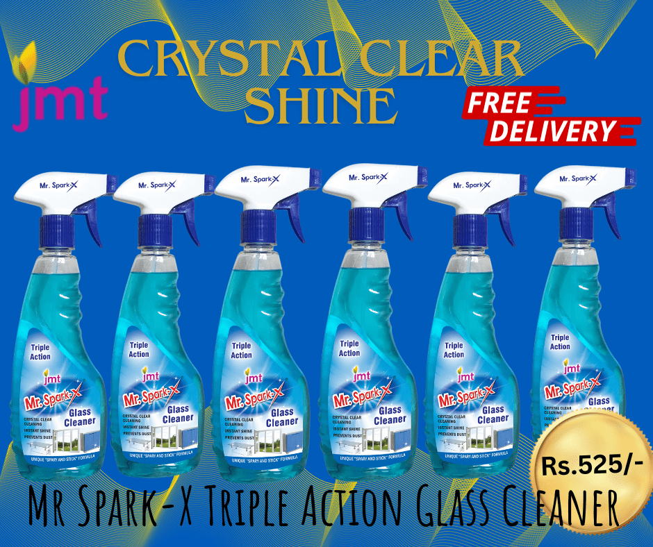 3000ml Mr Spark-X Triple Action Glass Cleaner for Crystal Clear Cleaning and Instant Shine with Dust Protection (Pack of 6x500ml) + Free Shipping