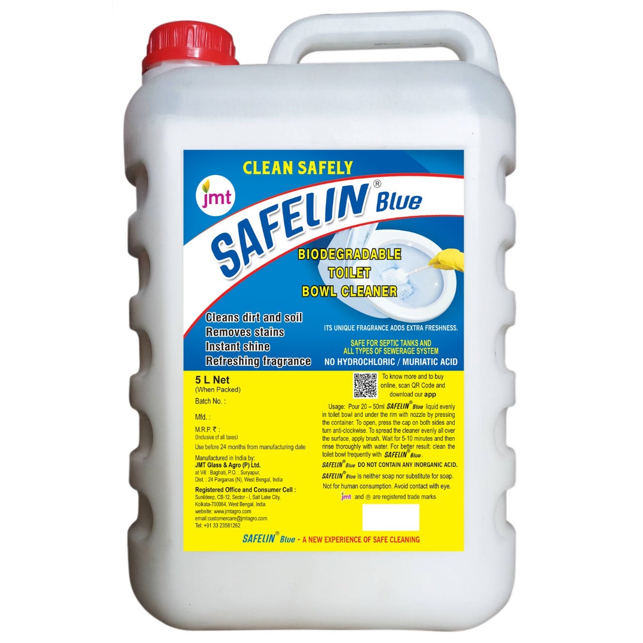 5L Safelin Blue Biodegradable Toilet Bowl Cleaner without Hydrochloric Acid