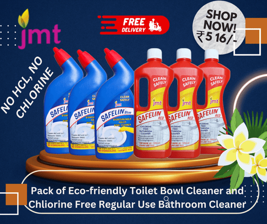 1500ml Eco-friendly Safelin Blue Toilet Bowl Cleaner 3x500ml +1500ml Chlorine Free Safelin Red Bathroom Cleaner 3x500ml + Free Shipping